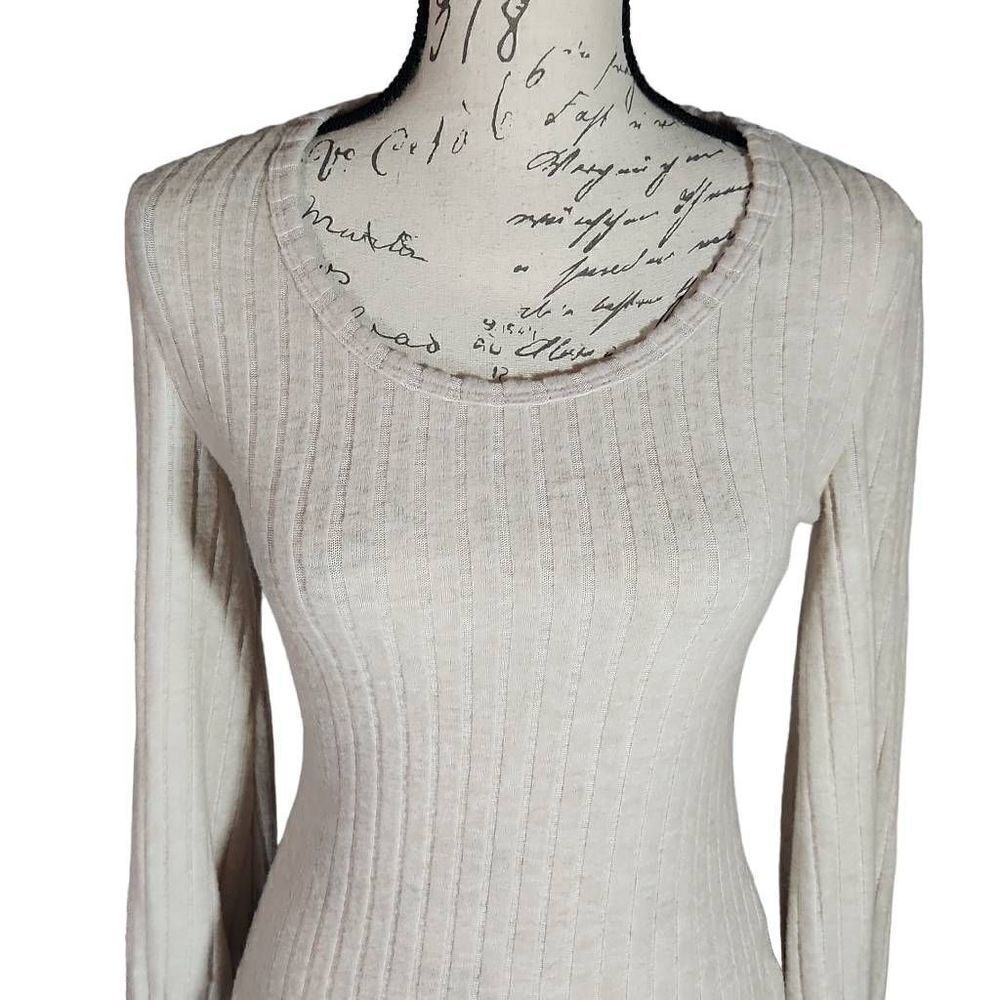 Shein Ladies Size Medium Tan Soft Ribbed Long Sleeve Knit Top - Picture 5 of 6